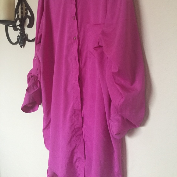 Ashley Stewart Button Down Rill Tab Tunic 14/16 - Picture 3 of 7